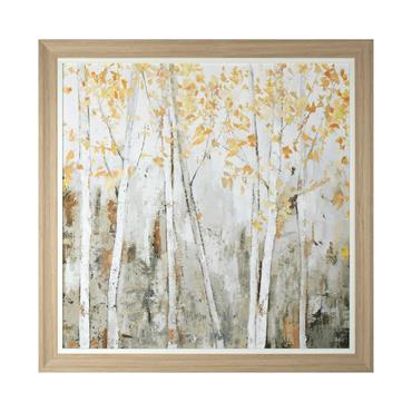 FRAMED PRINT AMBER LEAVES 80X80CM