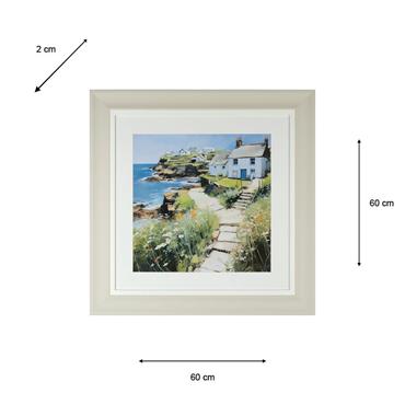 FRAMED PRINT SEASIDE COTTAGE 60X60CM