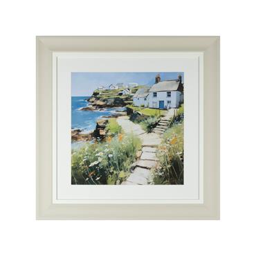 FRAMED PRINT SEASIDE COTTAGE 60X60CM