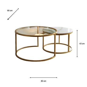 SALZBURG S/2 MARBLE/GLASS COFFEE TABLES