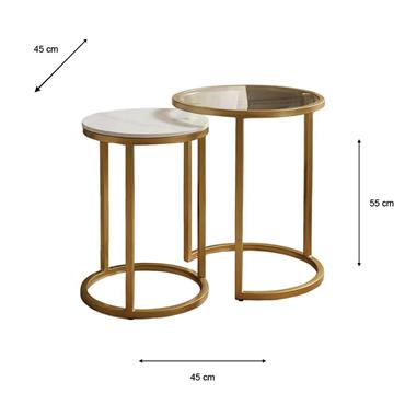 SALZBURG S/2 MARBLE/GLASS SIDE TABLES