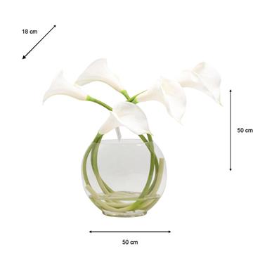 REAL TOUCH LILLIES LOOPED STEM VASE WITH FAUX WATER 50CM
