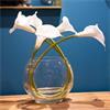 REAL TOUCH LILLIES LOOPED STEM VASE WITH FAUX WATER 50CM