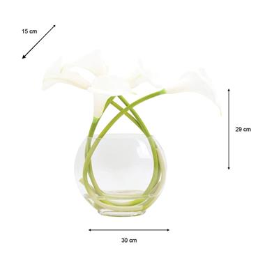 REAL TOUCH CALLA LILLIES VASE WITH FAUX WATER 29CM