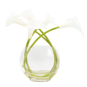 REAL TOUCH CALLA LILLIES VASE WITH FAUX WATER 29CM