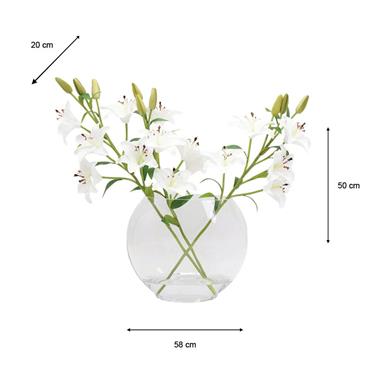 REAL TOUCH LILLIES CROSSED STEM VASE WITH FAUX WATER 50CM