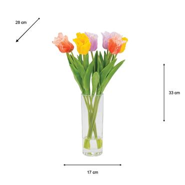 REAL TOUCH TULIPS BUNDLE VASE WITH FAUX WATER 33CM