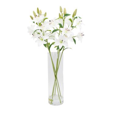 REAL TOUCH LILLIES VASE WITH FAUX WATER 70CM