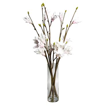 REAL TOUCH MAGNOLIA VASE WITH FAUX WATER 97CM