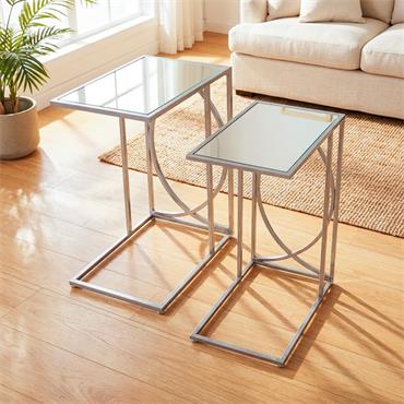 FRANKLIN S/2 SOFA TABLES SILVER