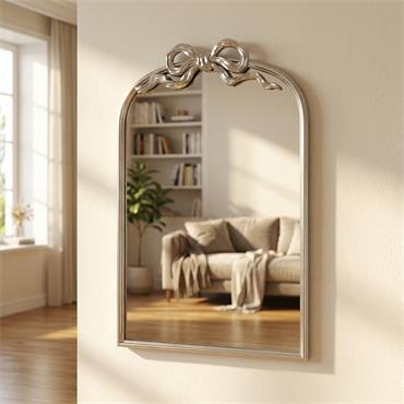 CLAYTON MIRROR WITH BOW 72CM SILVER
