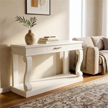 SCROLL IVORY 150CM SIDEBOARD TABLE W/DRAWER