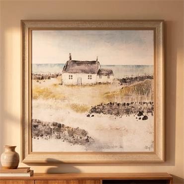 FRAMED PRINT HIGHLAND COTTAGE 80X80CM