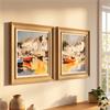 FRAMED PRINT HARBOUR GLOW/GOLDEN COVE 50X50CM