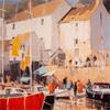 FRAMED PRINT HARBOUR GLOW/GOLDEN COVE 50X50CM