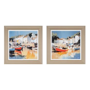 FRAMED PRINT HARBOUR GLOW/GOLDEN COVE 50X50CM