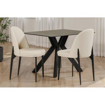 Valerie Dining Chair Leather Taupe Cream