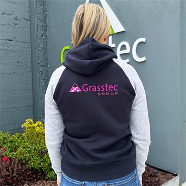 Grasstec Ladies Hoodie with Pink Logo
