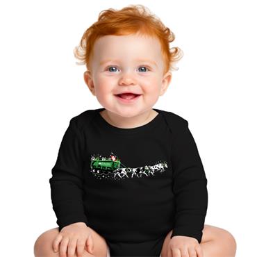 Christmas Sleigh Black LS Baby Grow