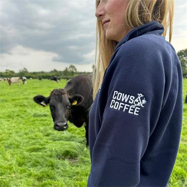 Cows & Coffee - Navy Quarter Zip Sweatshirt