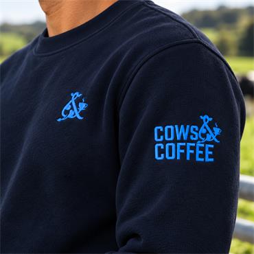 Cows & Coffee Sweatshirt Blue Embroidery
