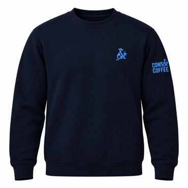Cows & Coffee Sweatshirt Blue Embroidery