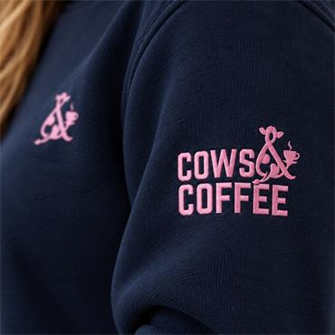 Cows & Coffee Sweatshirt Pink Embroidery