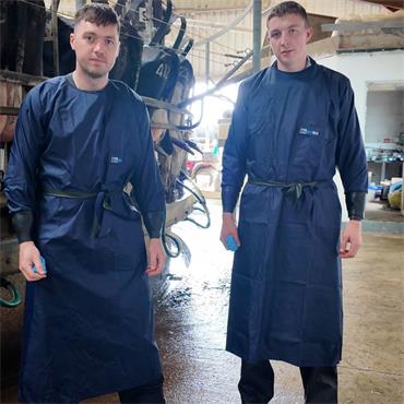 Long Sleeve Milking Gown with rubber cuffs