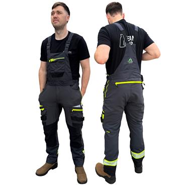 Grasstec - Grey Stretch Work Bib & Brace