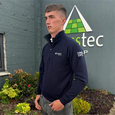 Mens - Cows & Coffee - Embroidered Navy Quarter Zip