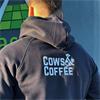 Mens Cows & Coffee Navy Hoodie Embroidered