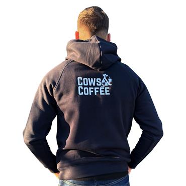 Mens Cows & Coffee Navy Hoodie Embroidered