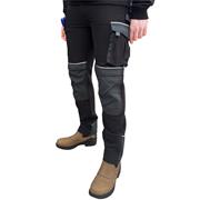 Multi-Pocket Stretch Work Trousers - Black