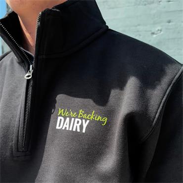 We're Backing Dairy - Black Half Zip