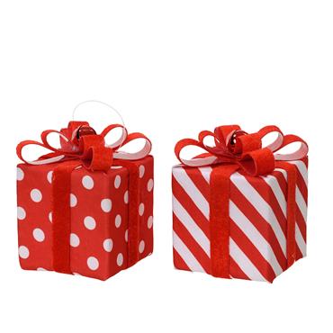 Kaemingk Red Parcel Decoration Assorted 8cmx8cmx10cm