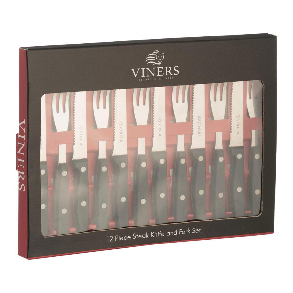 Viners Steak Knife & Fork Set Giftbox 12pce Stakelums Home & Hardware