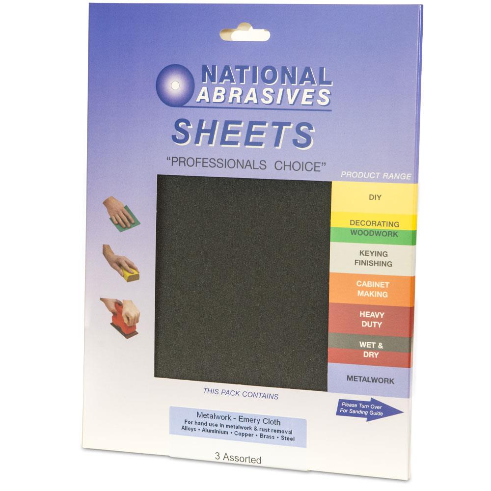 National Abrasives Emery Cloth Assorted 3 pack Stakelums Home