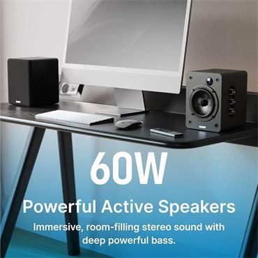 Majority D50x Powered Bookshelf Speakers Black 60w