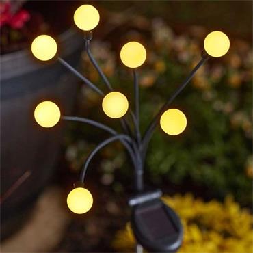 Stake Light Solar Glo Globes 8 Stem Warm White