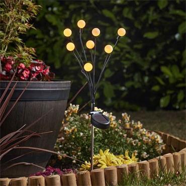 Stake Light Solar Glo Globes 8 Stem Warm White