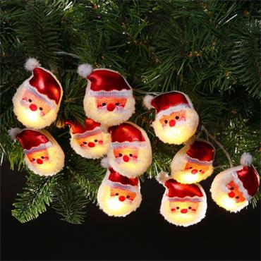 Fabric Santa Battery Light 10 Pack