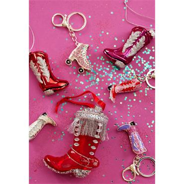 Cowboy Boot Decoration Christmas Red