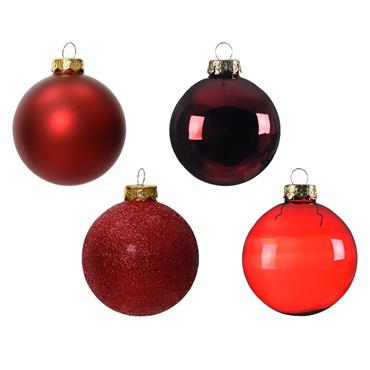 Kaemingk Oxblood Mix Glass Baubles 42 Piece