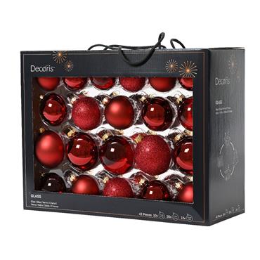 Kaemingk Oxblood Mix Glass Baubles 42 Piece