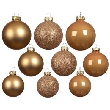 Kaemingk Baubles Caramel Brown Box Of 42