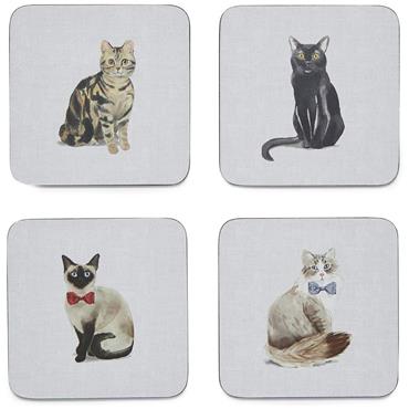 CookSmart Curious Cats Coasters Set Of 4