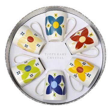 Tipperary Crystal Star Flowers Set Of 6 Mugs