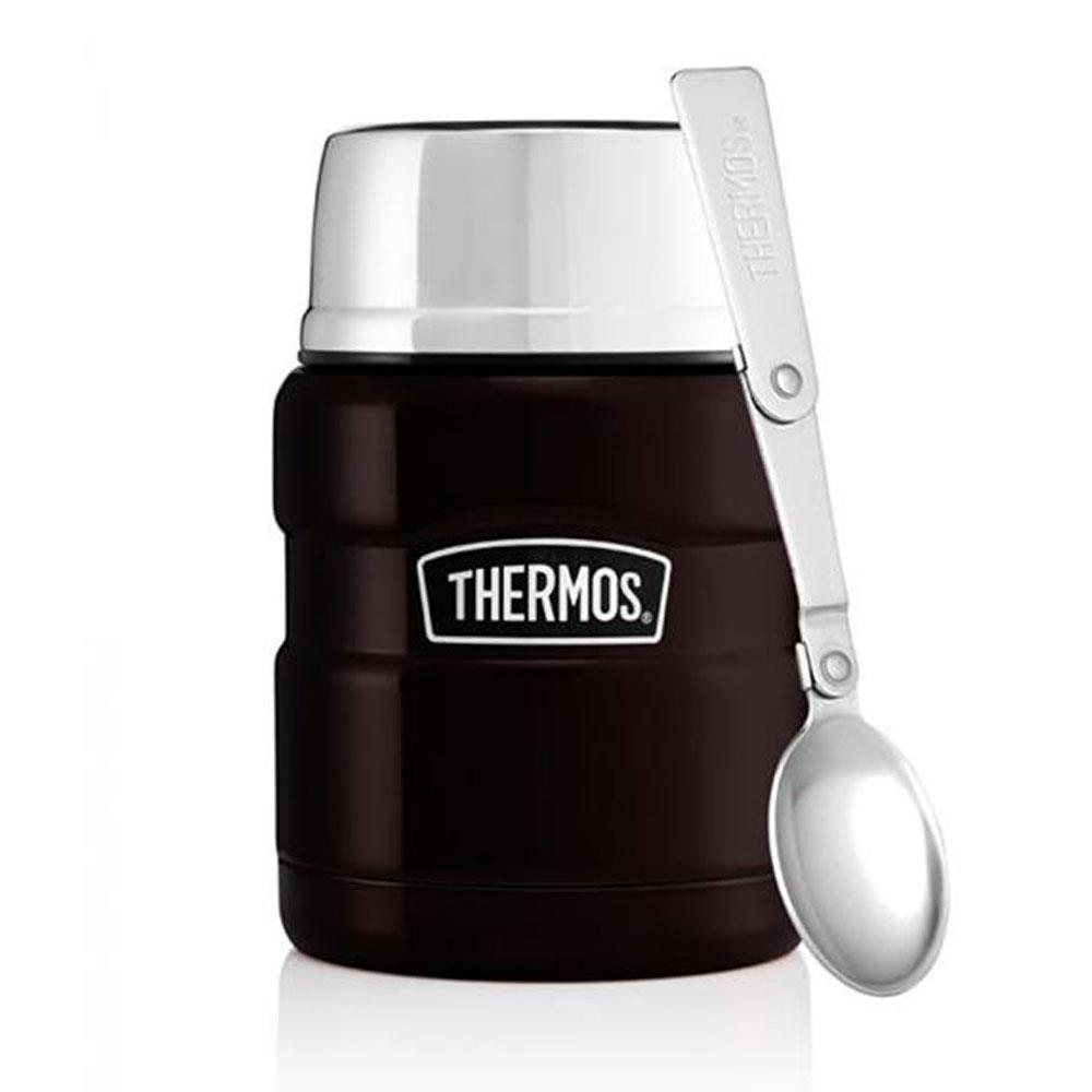 Thermos King Stainless Steel Food Flask with Spoon Black 470ml