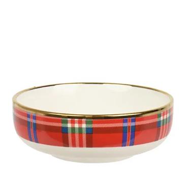 Kaemingk Tartan Bowl Porcelain Red D.16cmx5.8cm