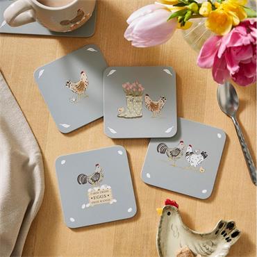 CookSmart Hen House Lane Coasters Set Of 4